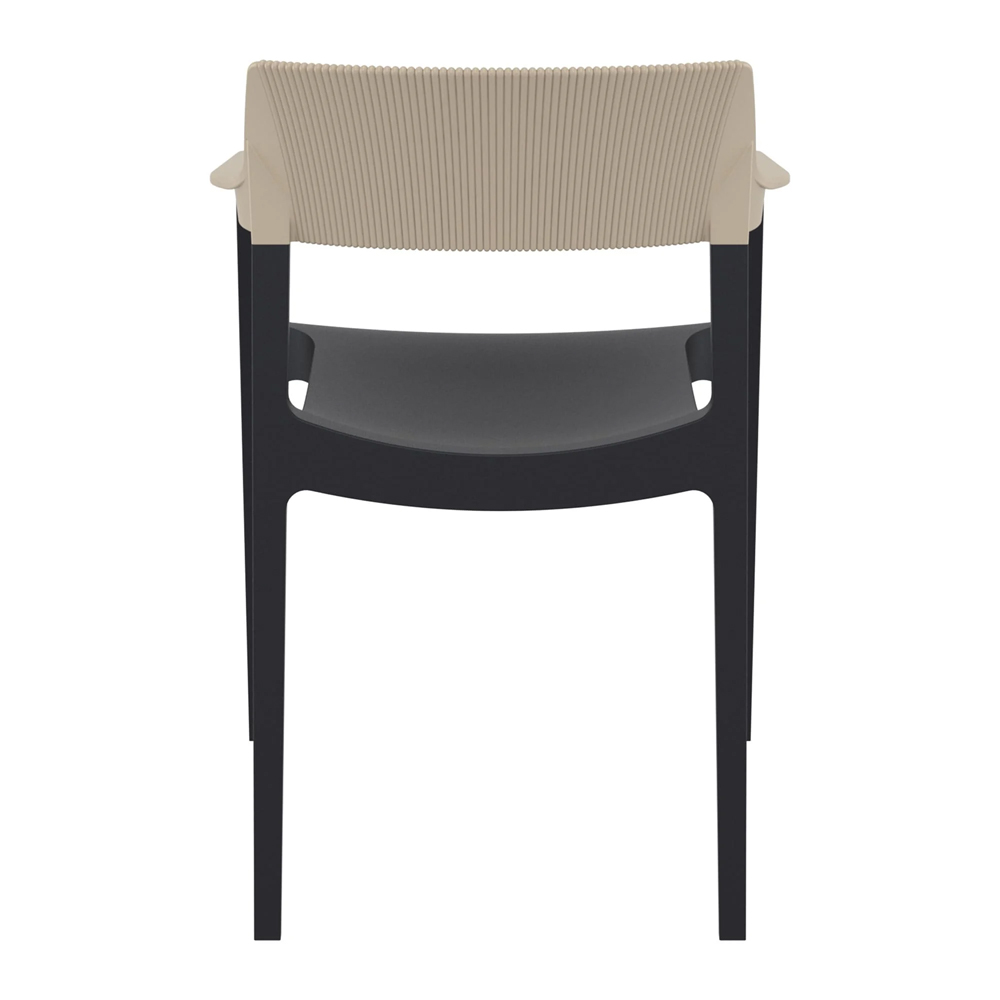Tervel Polypropylene Stacking Armchair in Black and Taupe
