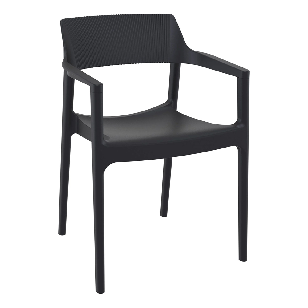 Tervel Polypropylene Stacking Armchair in Black