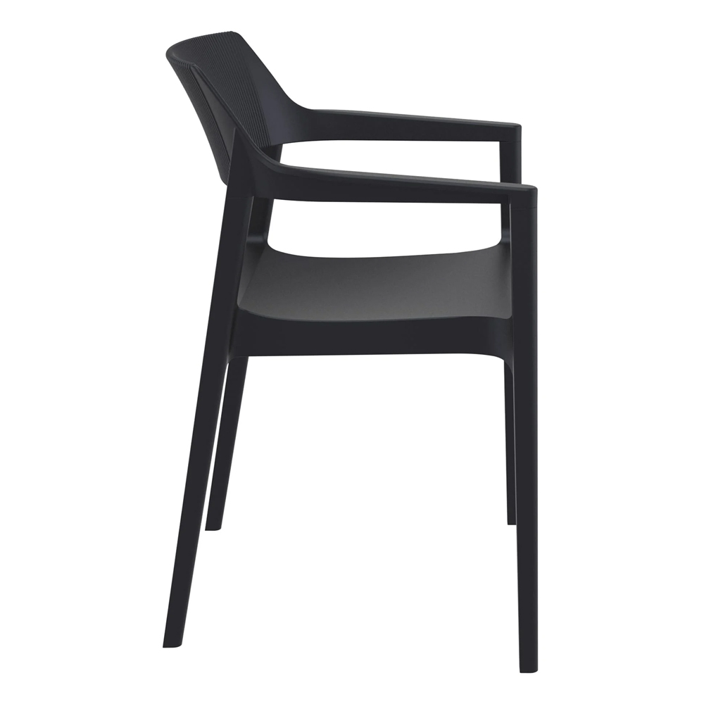 Tervel Polypropylene Stacking Armchair in Black