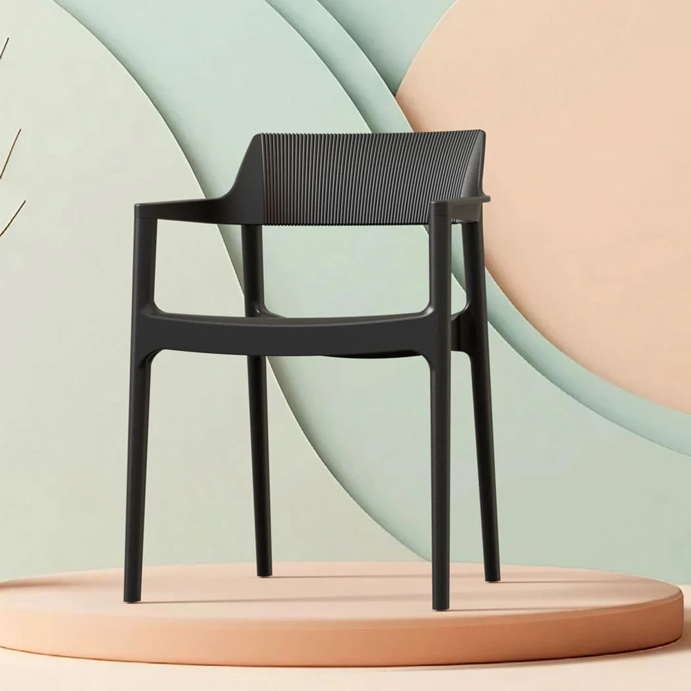 Tervel Polypropylene Stacking Armchair in Black