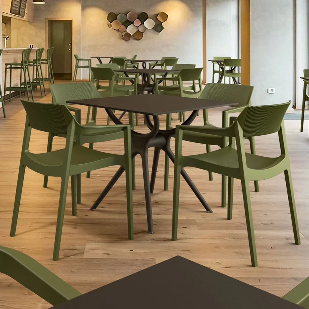Tervel Polypropylene Stacking Armchair in Olive Green