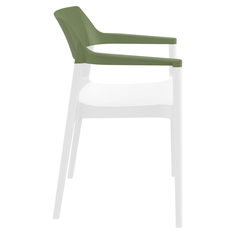 Tervel Polypropylene Stacking Armchair in White and Olive Green
