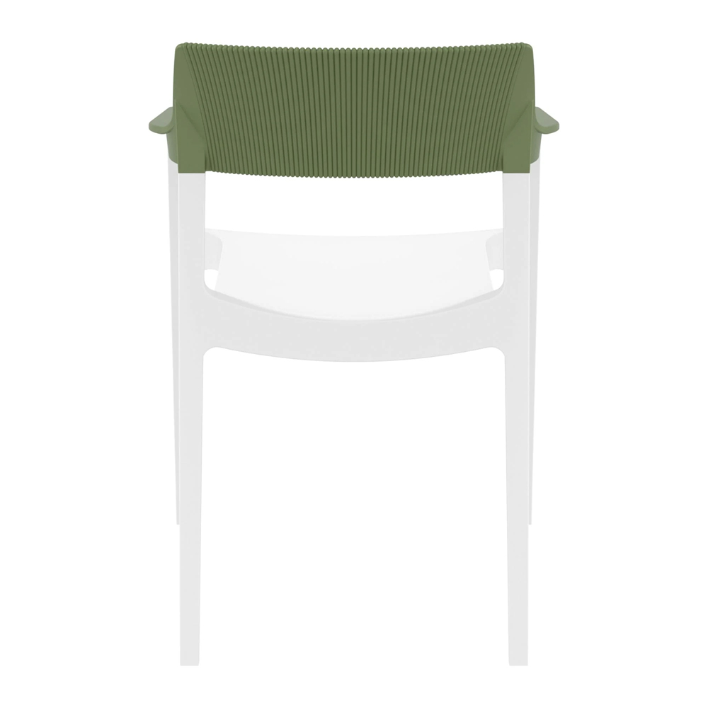 Tervel Polypropylene Stacking Armchair in White and Olive Green