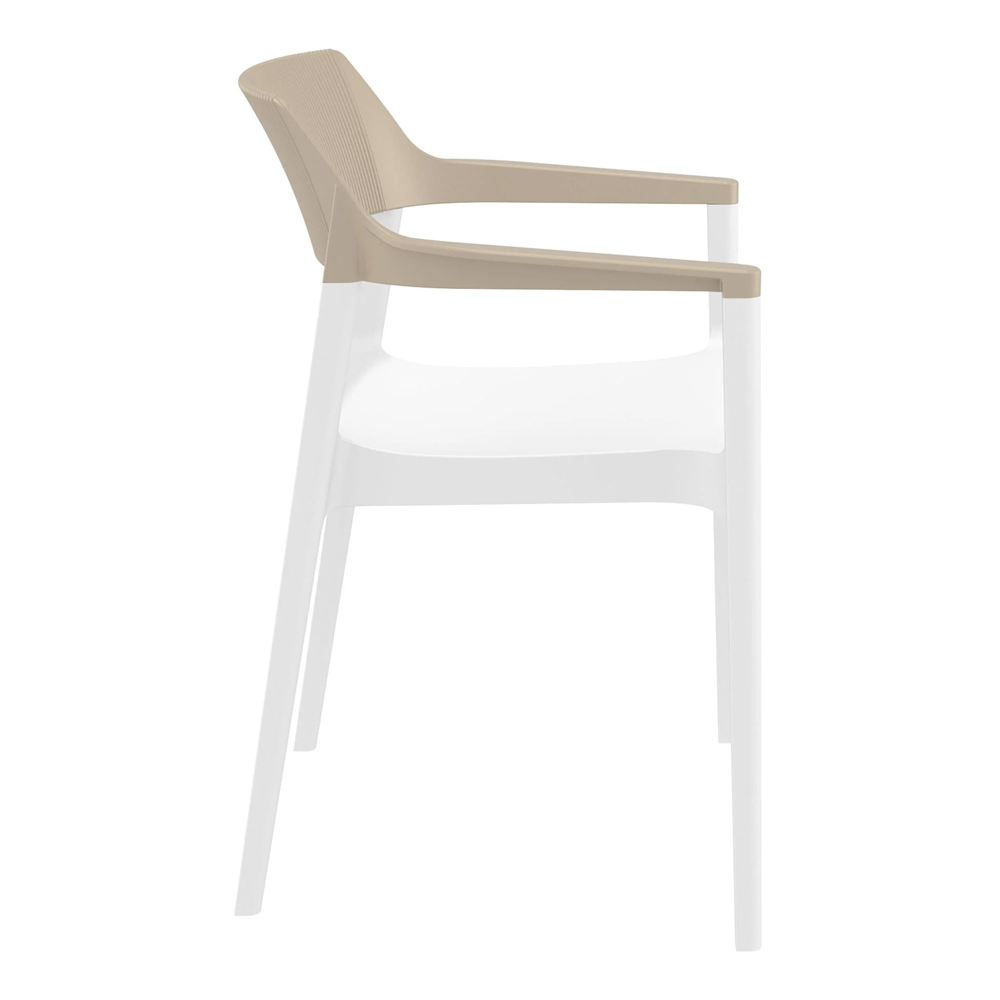 Tervel Polypropylene Stacking Armchair in White and Taupe