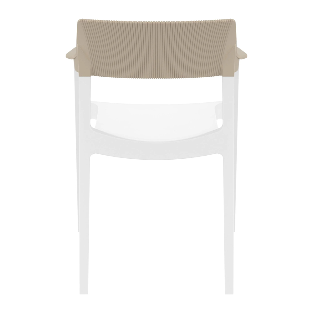 Tervel Polypropylene Stacking Armchair in White and Taupe
