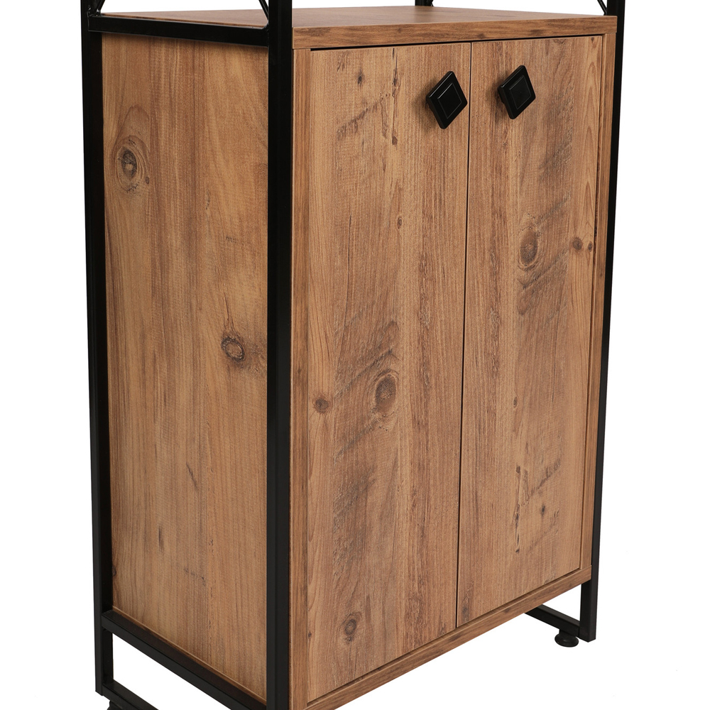 Tervio Wooden Bookcase with Black Metal Frame in Pine