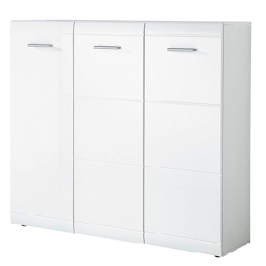 Adrian Large Shoe Cabinet In White Gloss Fronts With 3 Doors_1