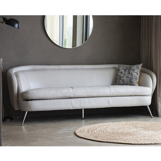 Tesoro Faux Leather 3 Seater Sofa In Cream