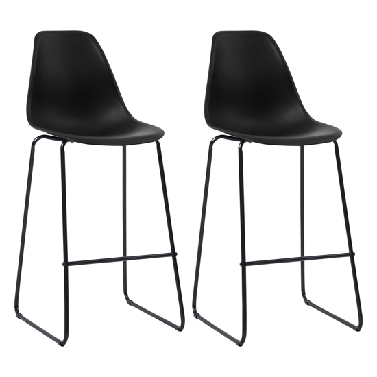 Tessa Black Plastic Bar Chairs With Metal Legs In A Pair Furniture in