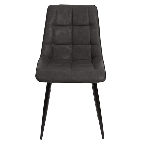 Tessa Grey PU Leather Dining Chairs With Metal Legs In Pair Furniture