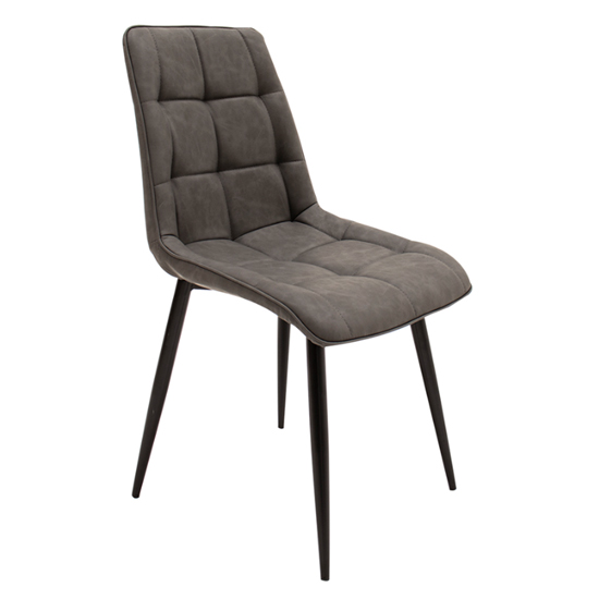 Product photograph of Tessa Pu Leather Dining Chair With Metal Legs In Grey from Furniture in Fashion