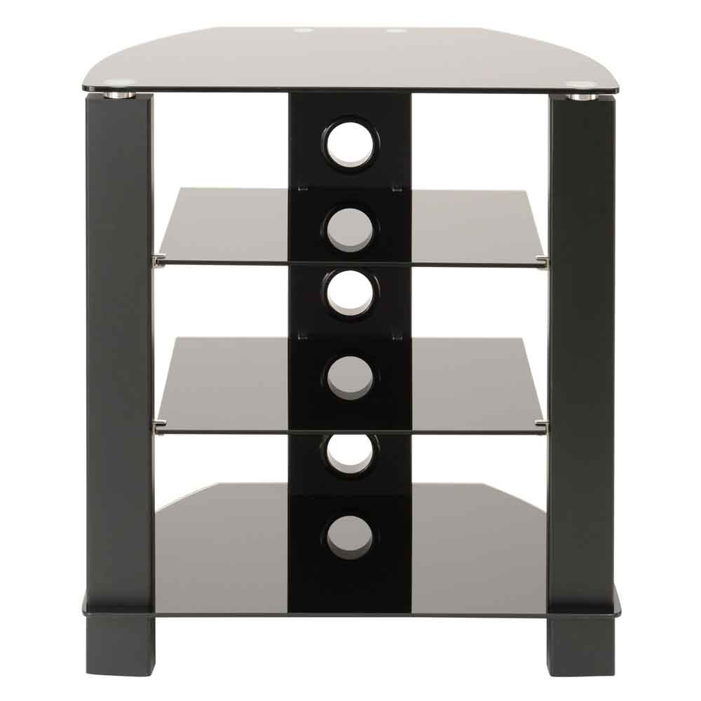 Tetonia Metal Hifi Wooden TV Stand With 4 Glass Shelves - Black