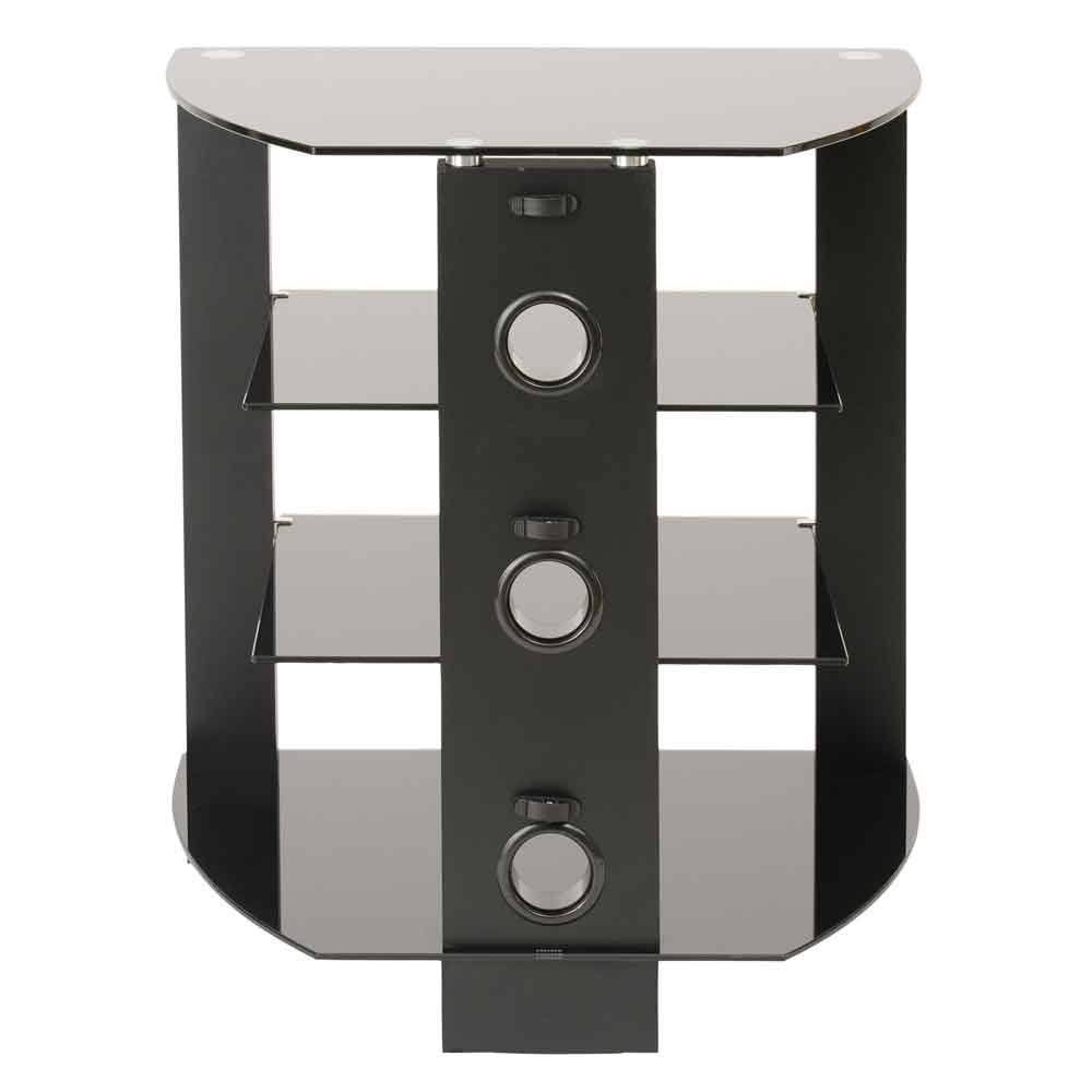 Tetonia Metal Hifi Wooden TV Stand With 4 Glass Shelves - Black