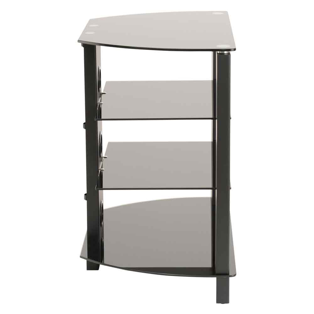 Tetonia Metal Hifi Wooden TV Stand With 4 Glass Shelves - Black