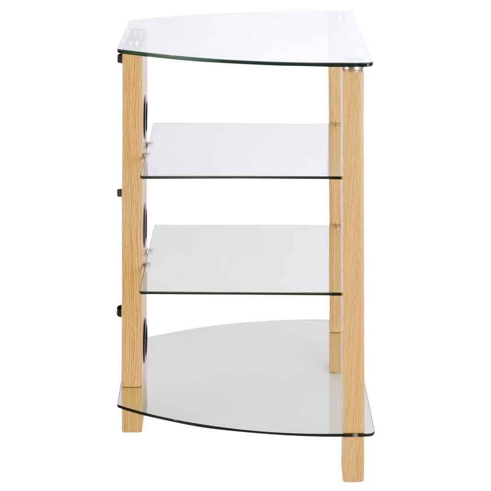 Tetonia Metal Hifi Wooden TV Stand With 4 Glass Shelves - Oak