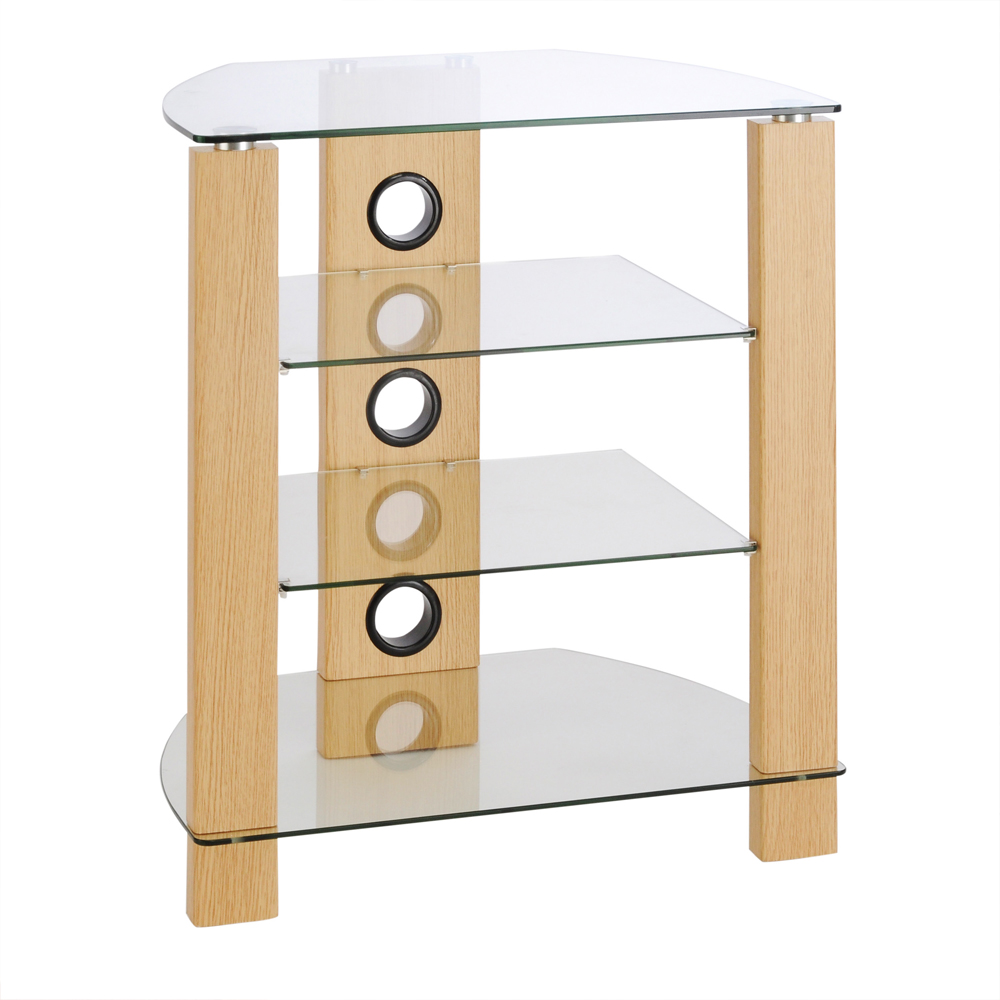 Tetonia HiFi Wooden TV Stand With 4 Glass Shelves in Walnut