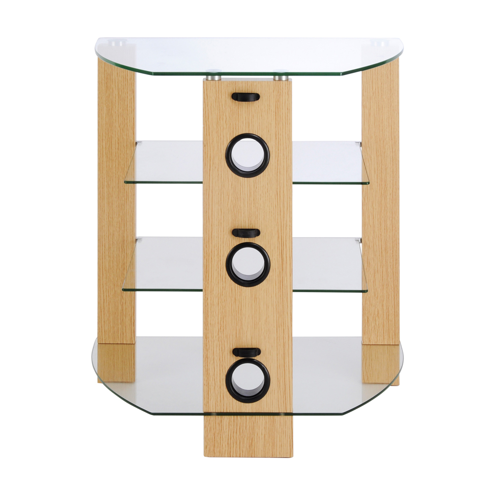 Tetonia HiFi Wooden TV Stand With 4 Glass Shelves in Walnut
