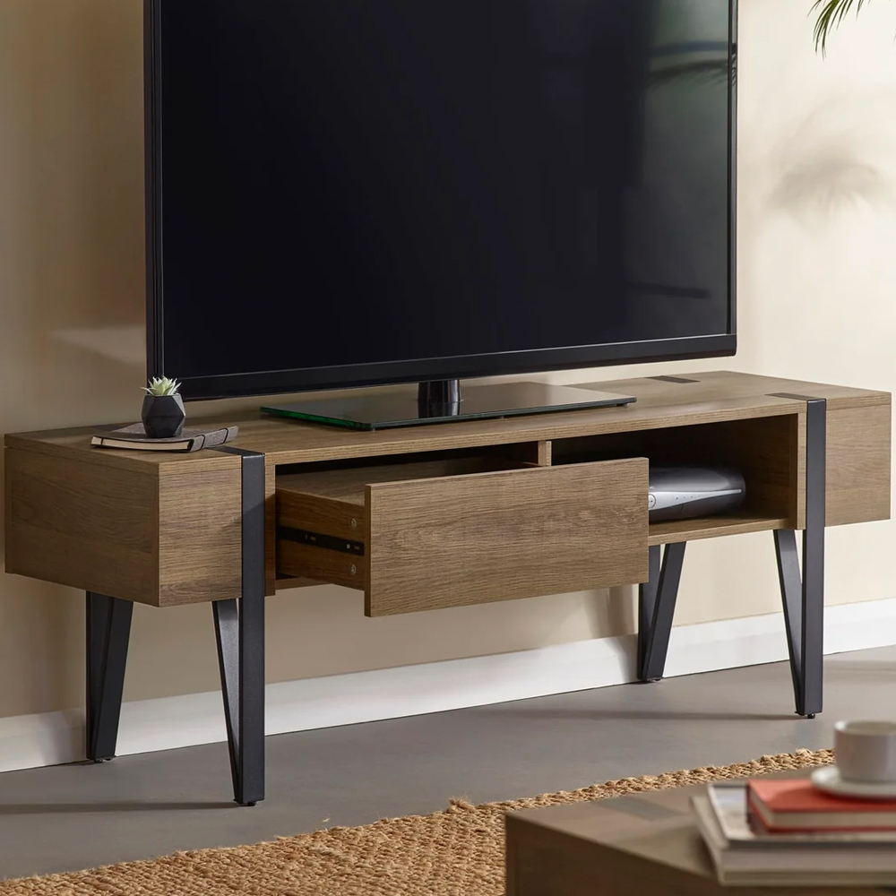 Tetonia Wooden TV Stand With 1 Drawer - Brown