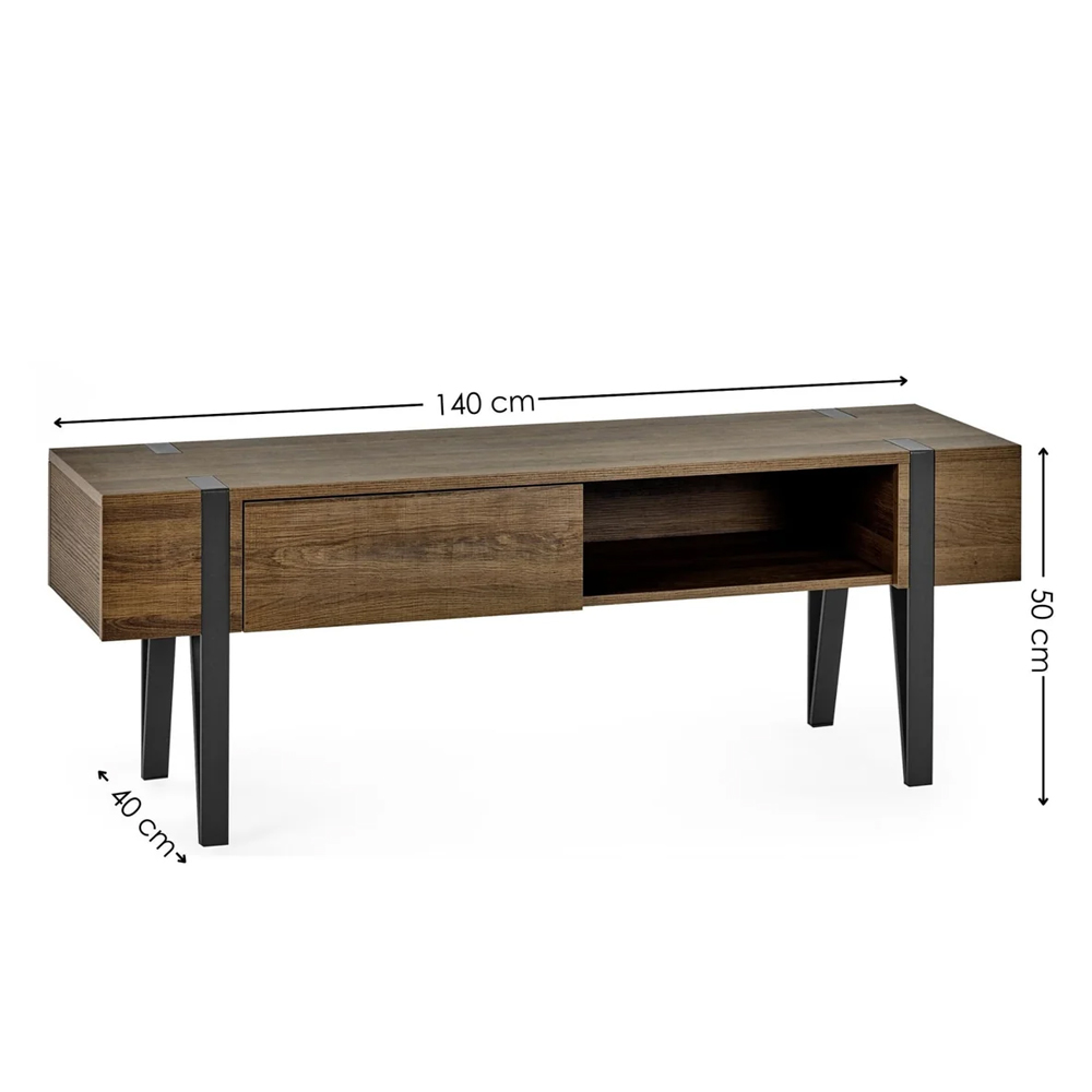 Tetonia Wooden TV Stand With 1 Drawer - Brown