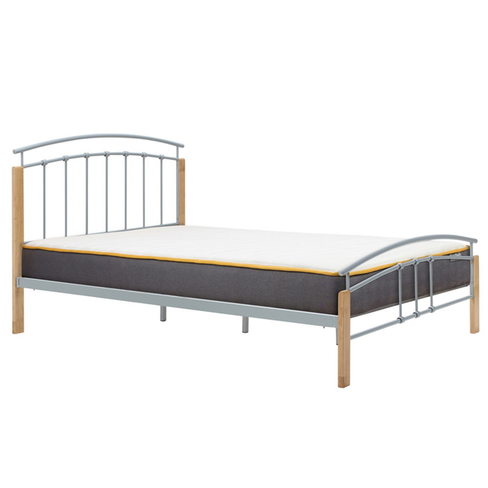 Tetra Metal King Size Bed In Beech And Silver