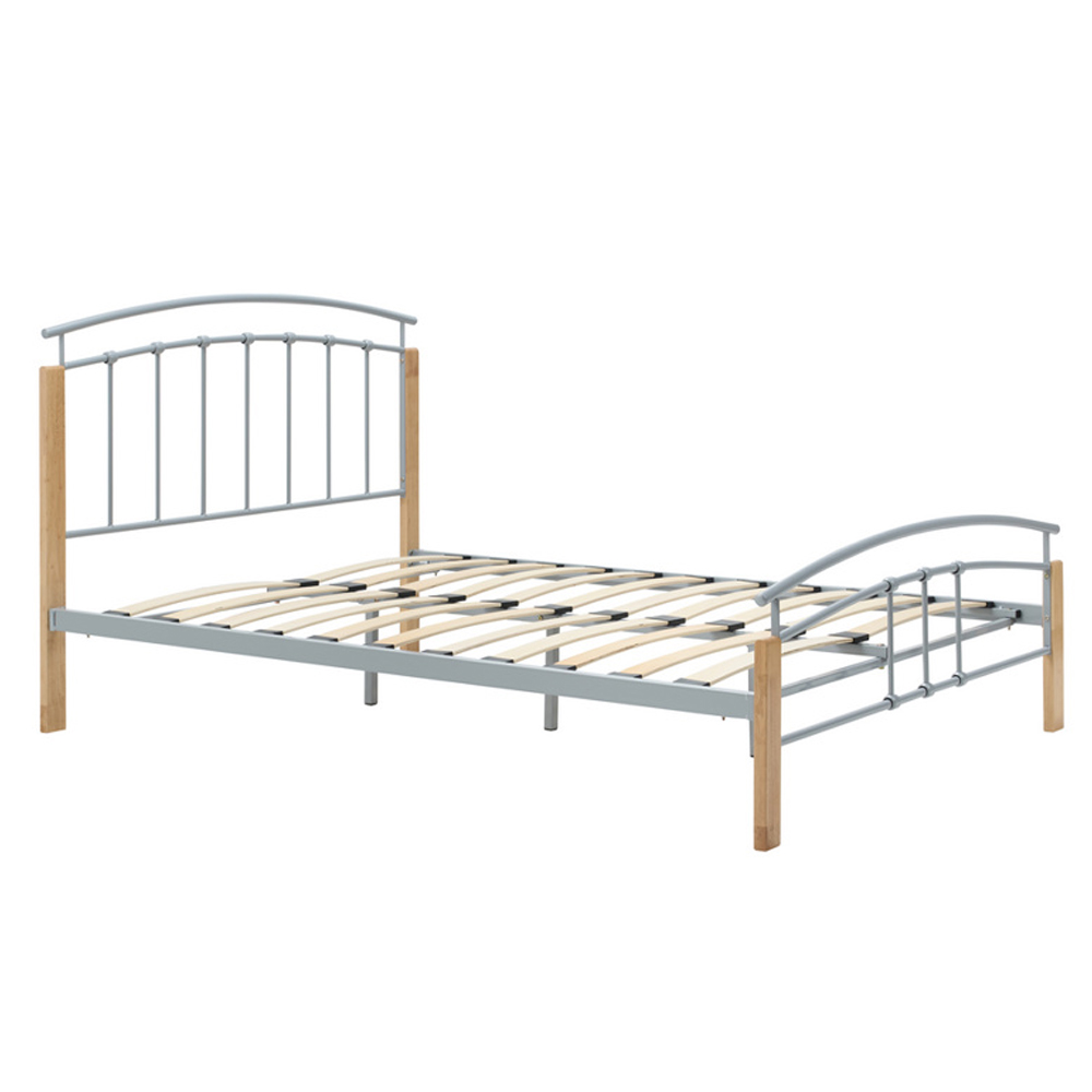 Tetra Metal King Size Bed In Beech And Silver