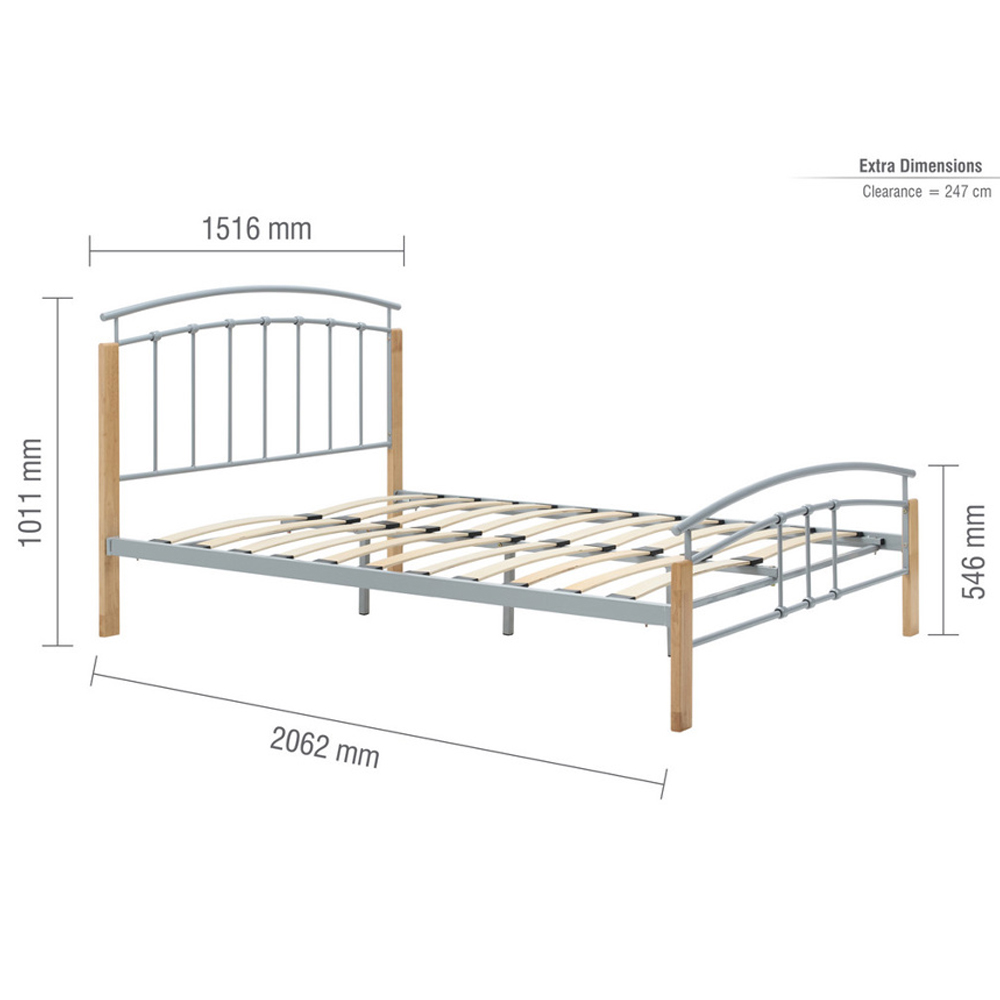 Tetra Metal King Size Bed In Beech And Silver