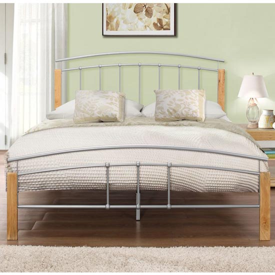 Tetras Steel King Size Bed In Beech And Silver_2