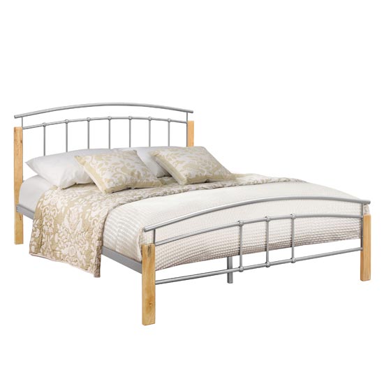 Tetras Steel King Size Bed In Beech And Silver_3