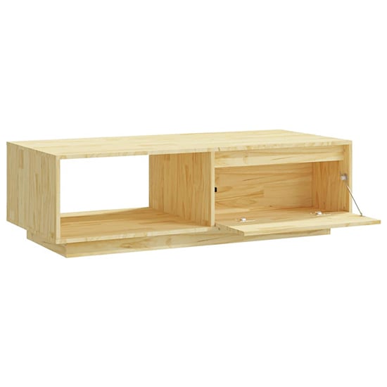 Tevie Solid Pinewood Coffee Table With 1 Door In Natural