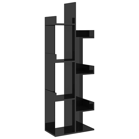 Tevin High Gloss Bookshelf With 8 Compartments In Black_3
