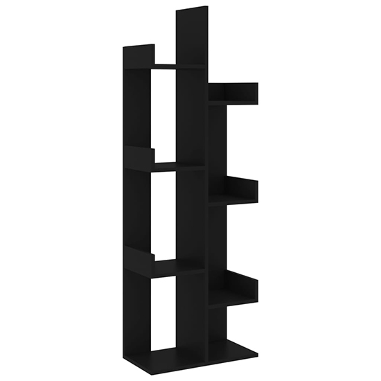 Tevin Wooden Bookshelf With 8 Compartments In Black