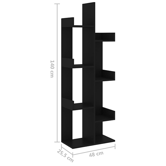 Tevin Wooden Bookshelf With 8 Compartments In Black