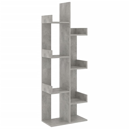 Tevin Wooden Bookshelf With 8 Compartments In Concrete Effect_3