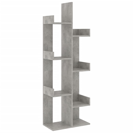 Tevin Wooden Bookshelf With 8 Compartments In Concrete Effect