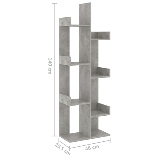 Tevin Wooden Bookshelf With 8 Compartments In Concrete Effect_5