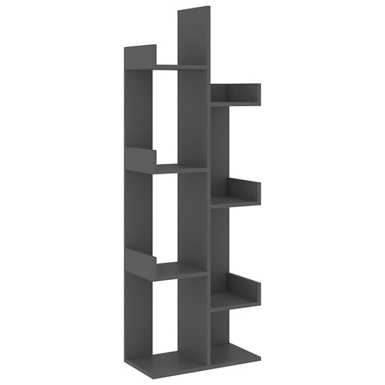 Tevin Wooden Bookshelf With 8 Compartments In Grey_3