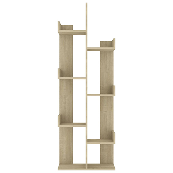 Tevin Wooden Bookshelf With 8 Compartments In Sonoma Oak