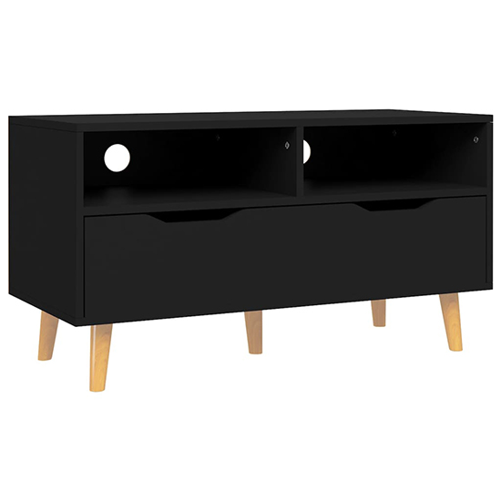 Tevy Wooden TV Stand With 1 Drawer 2 Shelves In Black_3