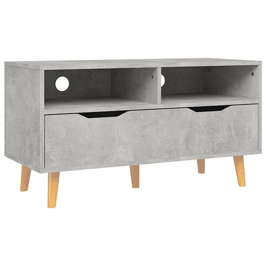 Tevy Wooden TV Stand With 1 Drawer 2 Shelves In Concrete Effect