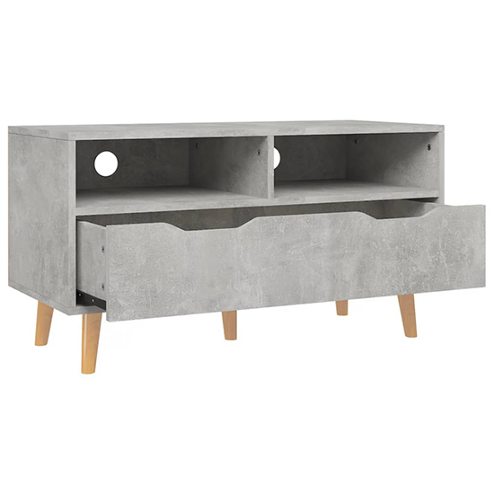 Tevy Wooden TV Stand With 1 Drawer 2 Shelves In Concrete Effect