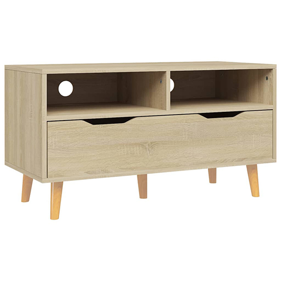 Tevy Wooden TV Stand With 1 Drawer 2 Shelves In Sonoma Oak