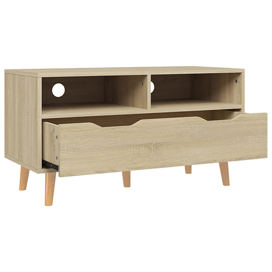 Tevy Wooden TV Stand With 1 Drawer 2 Shelves In Sonoma Oak