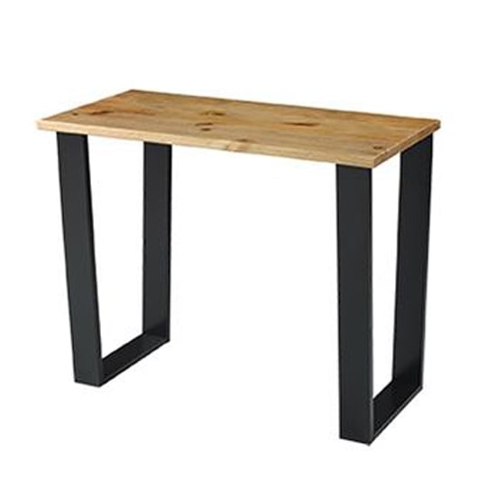 Tilston Console Table In Antique Wax With Black Metal Legs