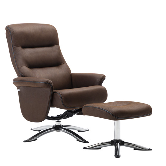 Texopy Faux Leather Swivel Recliner Chair With Stool In Brown_2