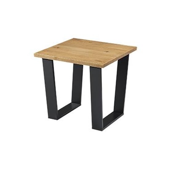 Product photograph of Tilston Lamp Table In Antique Wax With Black Metal Legs from Furniture in Fashion