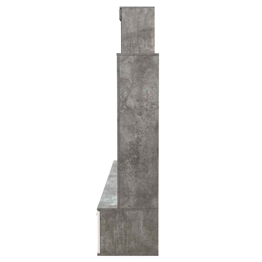 Texas Wooden Living Room Set In Concrete And White With LED