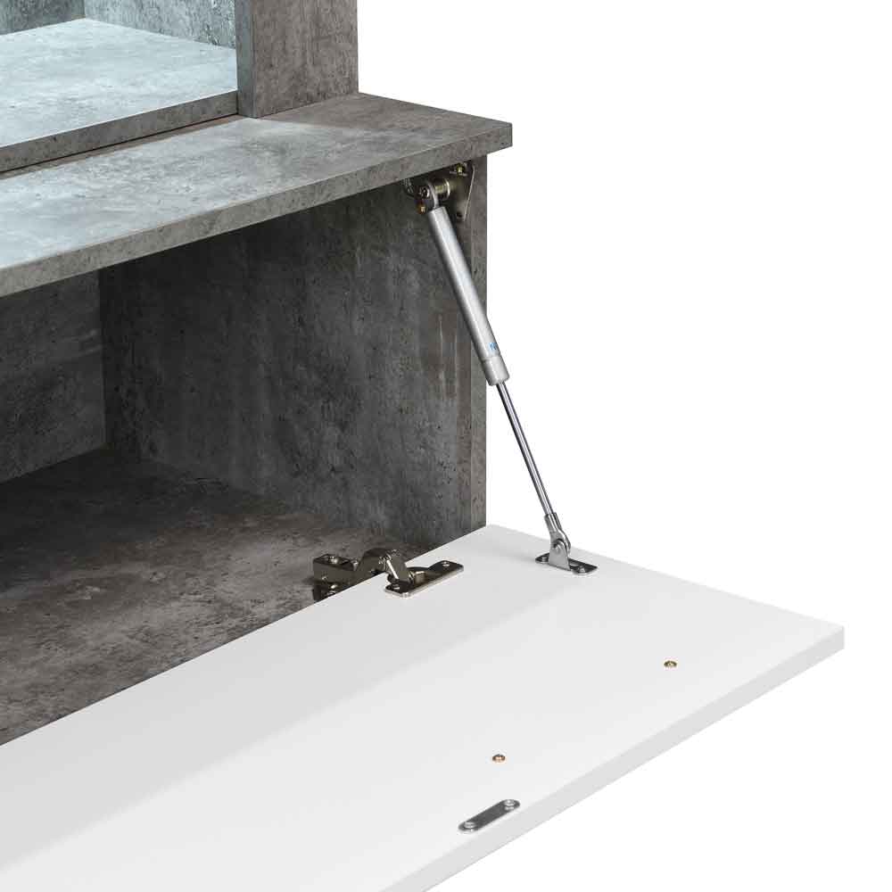 Texas Wooden Living Room Set In Concrete And White With LED