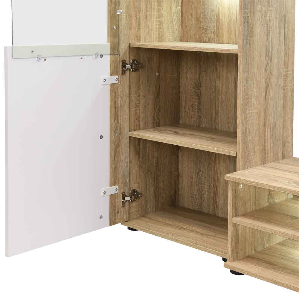 Texas Wooden Living Room Set In Rough Sawn Oak And White With LED
