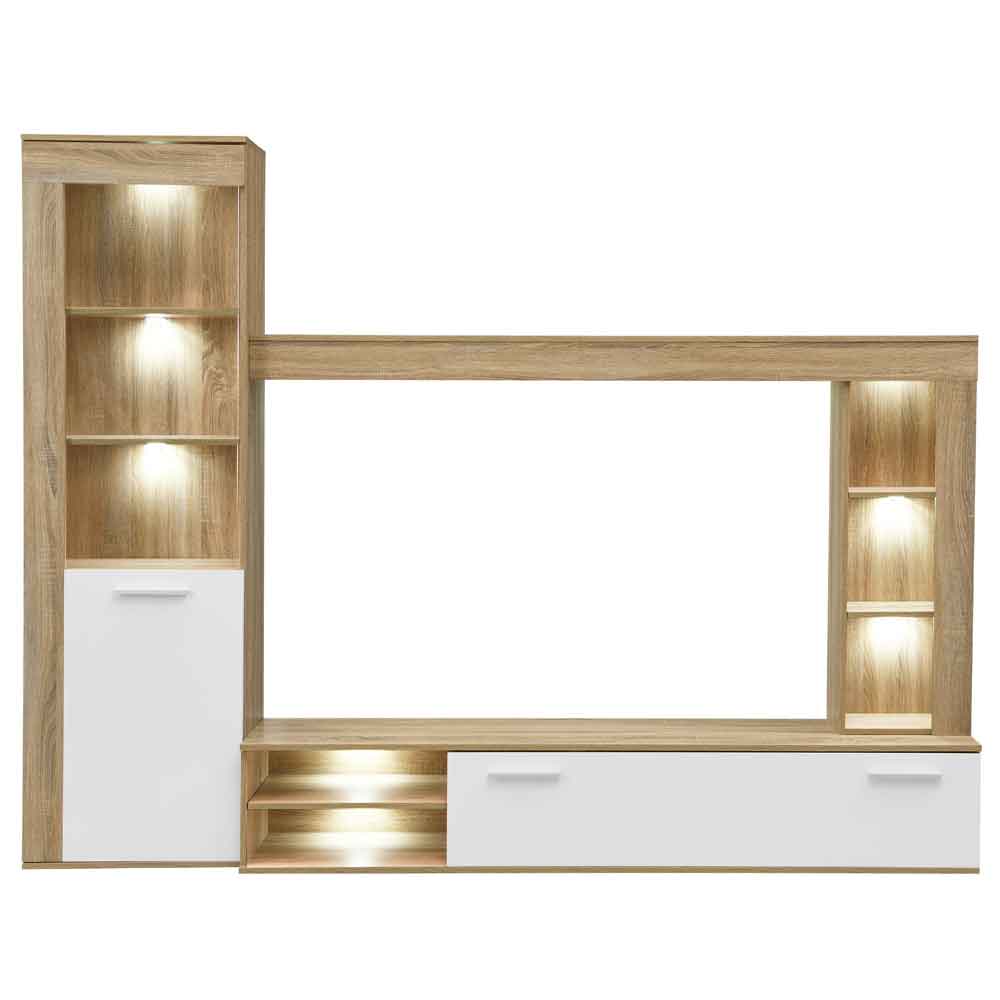 Texas Wooden Living Room Set In Rough Sawn Oak And White With LED