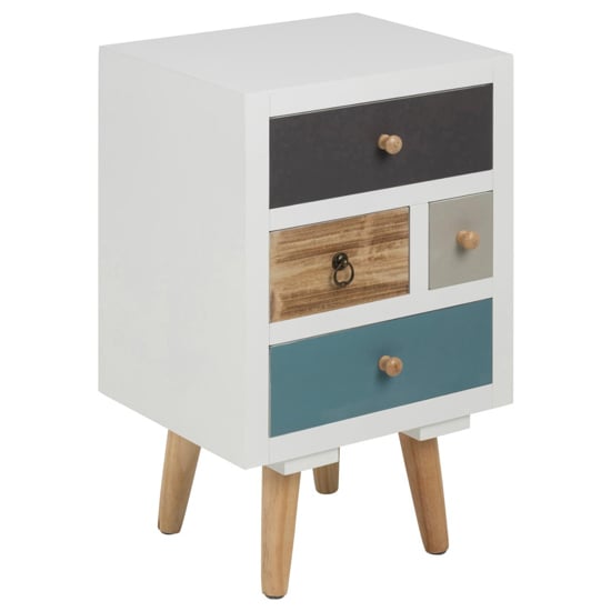 Thaws Wooden Bedside Cabinet With 4 Drawers In Multicolored